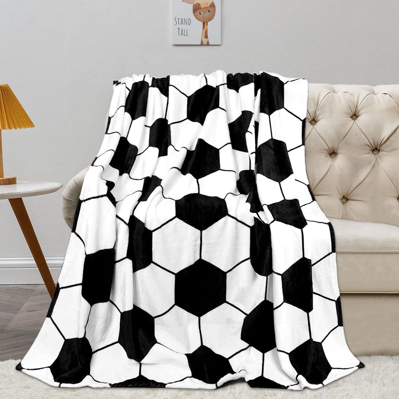 MASTIEE Soccer Blanket Soccers Gifts for Boys Girls Soccer Lovers Machine Washable Soft Fleece Throw Blankets for Kids Toddlers Teens Soccers Decor for Bedroom Lving Room Play Room 40x50 Inch