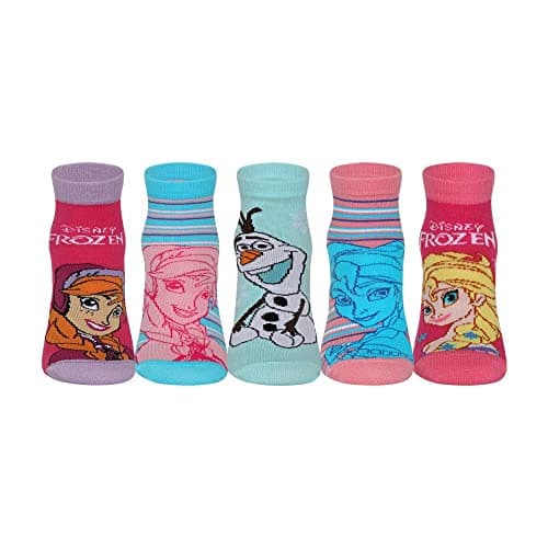 Supersox Ankle Frozen Character Socks for Girls, Made with Breathable, Anti Odour & Moisture Absorbent Combed Cotton with a Extra Durable Welt, Ideal For All Day Wear (Pack Of 5)