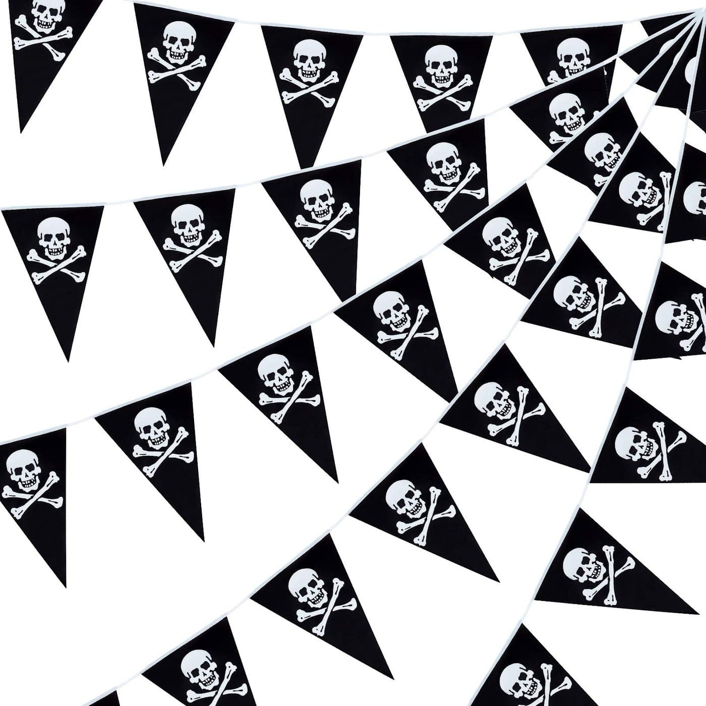 Tatuo 60 Pcs Pirate Banner Skull Pirate Flag Birthday Party Decorations Jolly Roger Ship Triangle Pennant Bunting Decor for Wedding Celebration Decor Outdoor Party Supplies