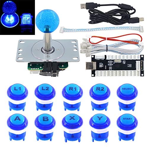 SJ@JX Arcade Game LED DIY Kit Mechanical Keyboard Switch Arcade LED Button LED Joystick Controller Zero Delay USB Encoder for PC MAME Retropie JAMMA