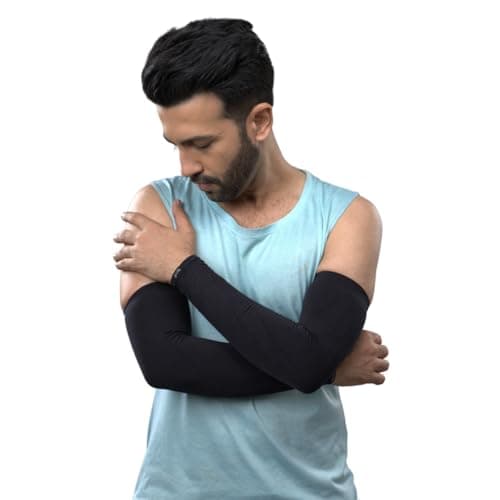 brrf COOLING Arm Sleeves for Men & Women sun UV Protection Hand Sleeve for Boys & Girls for Women for Running, Hand Cover for Bike Riding (Pack of 3), Black