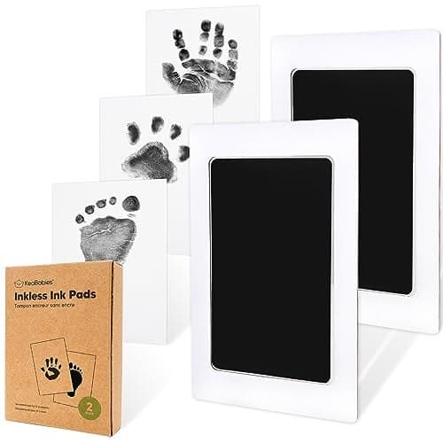 2Pack Inkless Baby Hand and Footprint Kit Mess Free Ink Pad for Newborn Keepsake Dog Nose Paw Print Kit Clean Touch Ink Pad for Baby Hand Footprints Ideal New Mom Gifts Jet Black