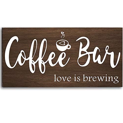 Jetec Coffee Bar Sign Wall Decor Rustic Wood Coffee Station Decor Farmhouse Cafe Plaque Hanging Sign for Cafe Bar Home Housewarming, 12 x 6 Inch