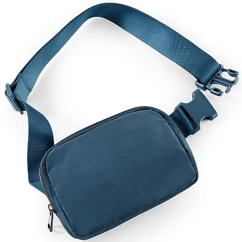 ODODOS Unisex Mini Belt Bag with Adjustable Strap Small Fanny Pack for Workout Running Traveling Hiking, Navy Blue