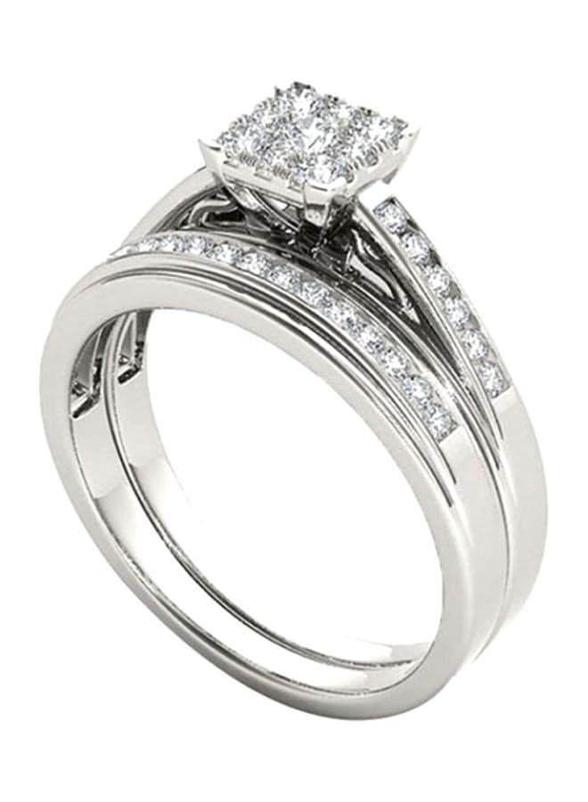 Rhinestone Studded Double Layer Ring
