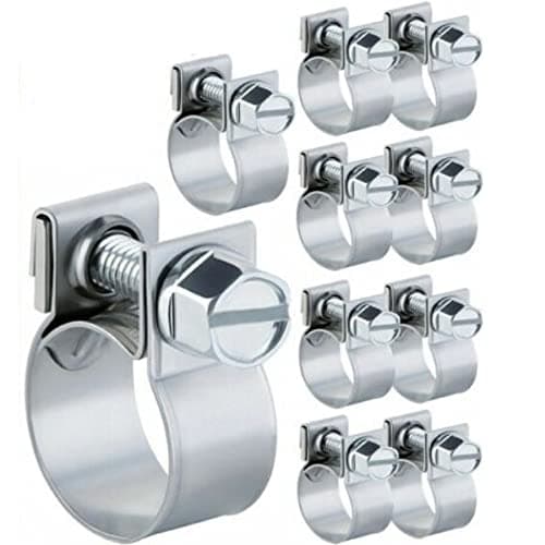 10PCS 516 Line Clamp 304 Stainless Steel Adjustable 13mm15mm Dia12916 Mini Injection Gas Line Hose Clamps Pipe Clamp for AutomotiveDiesel Petrol Pipe Clamp