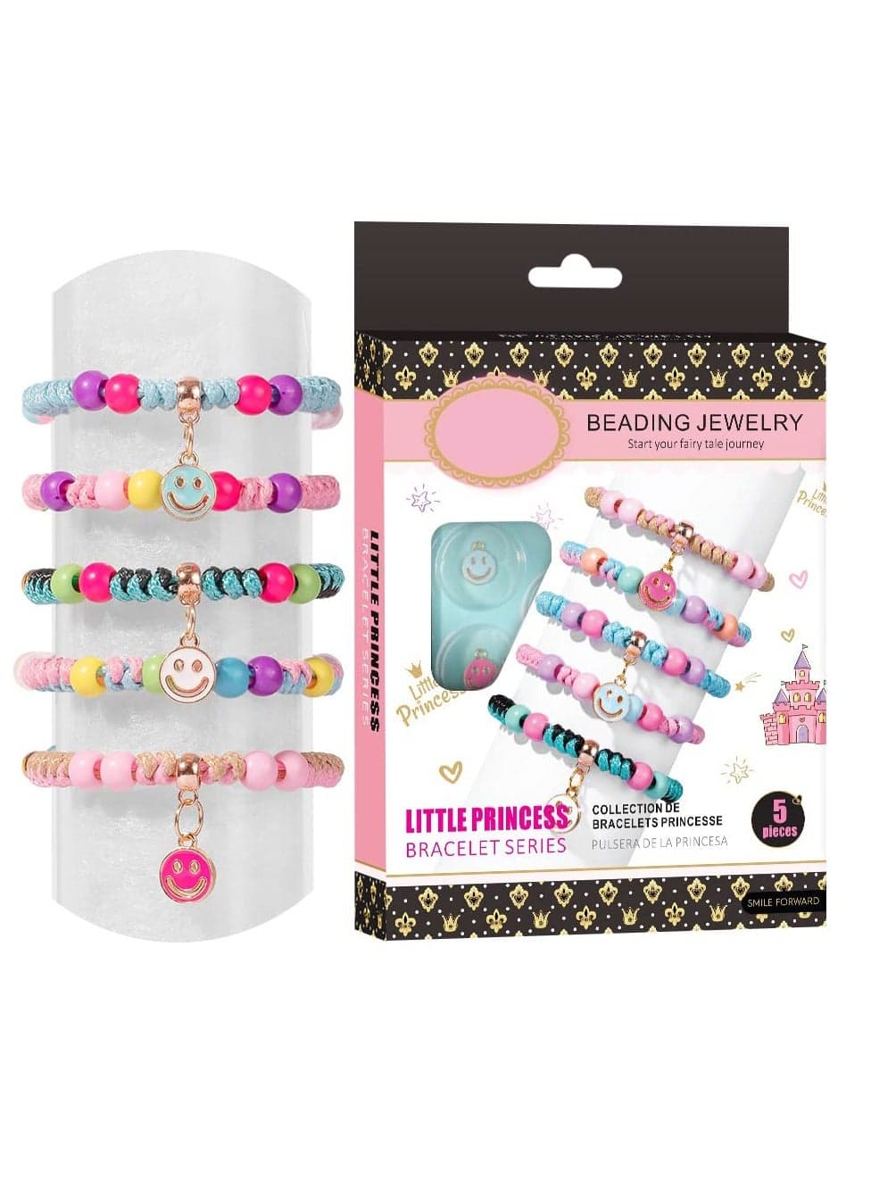 Smiley Face Charm Bracelet Making Kit for Girls, DIY Crafts Ages 8 to 12, Teen Girl Gift Idea, Kids Jewelry Making Birthday Fun