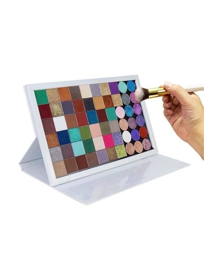 strong portable ipad style standable large empty magnetic organizer palette, big white holographic cardboard magnetic palette, holding 60pcs 26mm round or square pans.