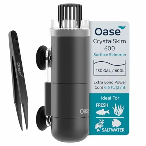 OASE CrystalSkim 600 Surface Skimmer for Freshwater and Marine Aquariums Compact Internal Filter for Film Oil and Debris Removal Quiet Adjustable Flow ShrimpSafe for Tanks up to 160 Gal 600 L