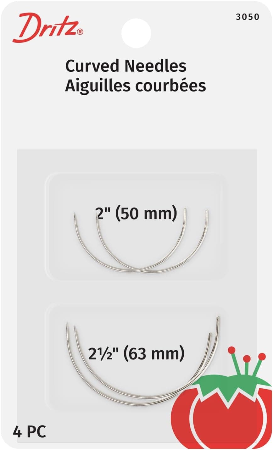 Dritz 3050 Quilters Curved Hand Needles 2Inch 212Inch Nickel 4Count