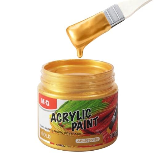 MG Acrylic Paint Metallic Gold 100ml 338 fl oz Non Toxic Non Fading Art Craft Paints for Canvas Wood Clay Fabric Craft Supplies