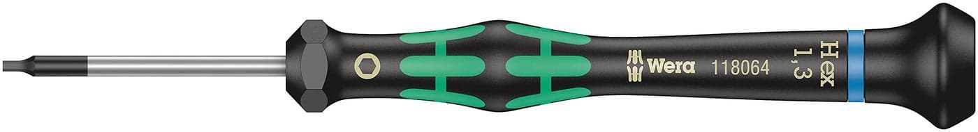 Wera - WER118064 05118064001 Kraftform Micro 2054 Hexagon Electronics Precision Screwdriver, 1.3mm Head, 40mm Blade Length