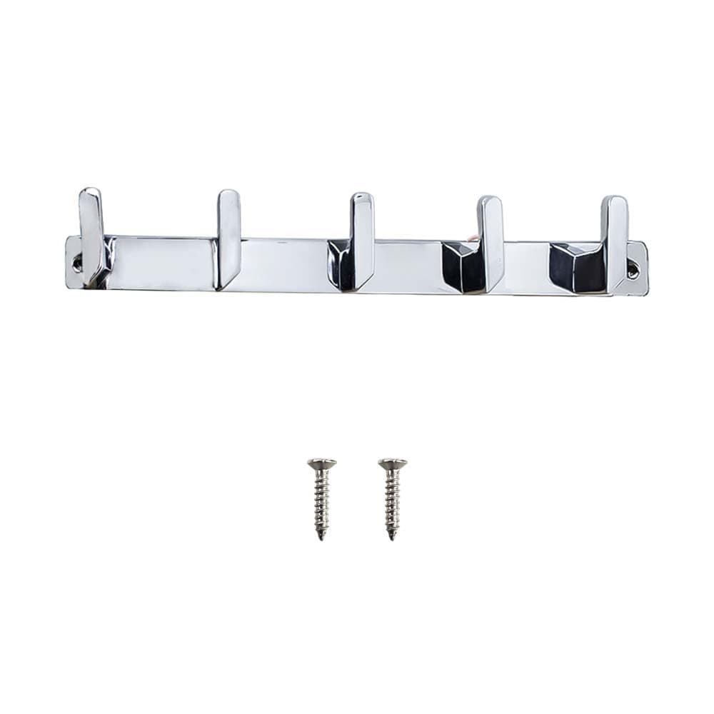 VOLO Premium 5 Pin ChromeGlossy Cloth Hanger Wall Door Hooks Rail for Hanging Clothes Bathroom Towel Hook Set