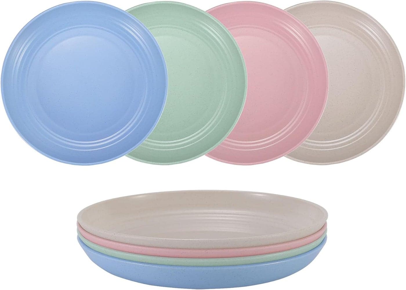 LuckyZone 7 Inches Small Unbreakable Wheat Straw Plates Reusable Plate Sets of 4 Dishwasher Microwave Safe Perfect for Dinner Dishes Healthy BPA Free EcoFriendly 7 Inches