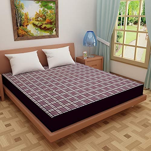 Glassiano Printed Cotton Feel Terry Ultra Soft Waterproof Mattress Protector | Breathable - Hypoallergenic Mattresses Cover with Elastic Strap for King Bed (72x72 inch|6x6 feet, Print-02 - Pack of 1)