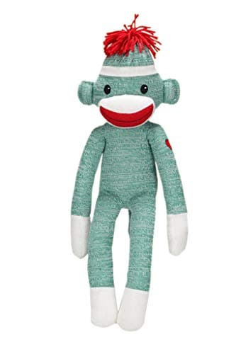 Plushland Adorable Green Sock Monkey The Original Traditional Hand Knitted Stuffed Animal Toy Giftfor Kids Babies Teens Girls Boys Baby Doll Present Puppet 20