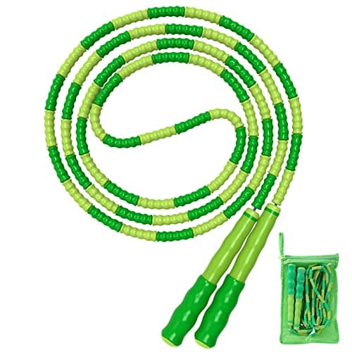 Leeboom Jump Rope, Adjustable Length Tangle-Free Segmented Soft Beaded Skipping Rope, Fitness Jump Rope for Kids, Man, and Women Weight Loss 9.2 Feet