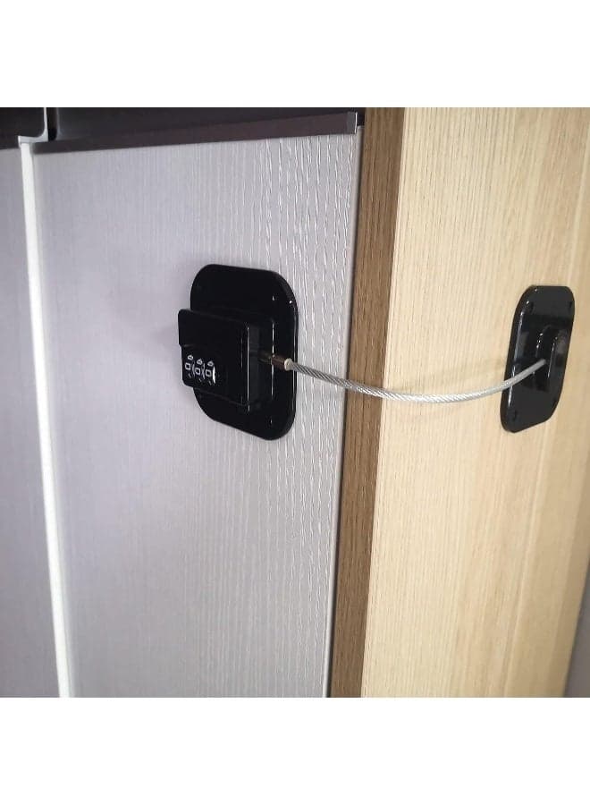 YEYA Baby Proofing Cabinet Lock with Large Adhesive Plates, No Screw No Drill Door Locks for Kids Safety, Keyless Child Safety Strap Locks, Drawer Locks, Fridge Lock Combination (Black 1 Pack)
