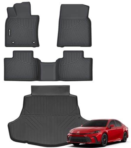 NIKALAIKA Floor Mats Cargo Liner for 2025 2026 Toyota Camry Include Hybrid All Weather Protection TPE Rubber Full Set Automotive Floor Liners Trunk Mat Accessories Odorless AntiSlip Black