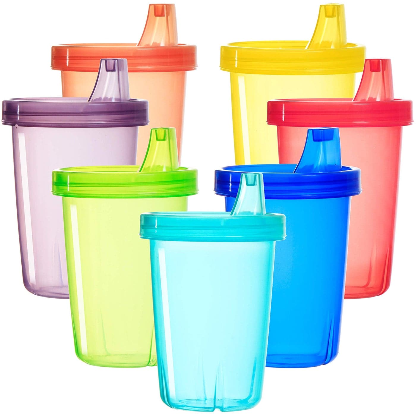 Youngever 7 Pack Kids Sippy Cups 7 Assorted Color Sippy Cups for Infant Toddler