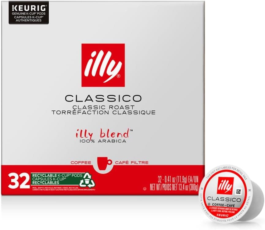 Illy Classico Roast Coffee Pods for Keurig - 32 Count - Mild and Flavorful with Caramel, Orange Blossom & Jasmine Notes