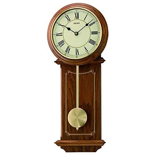 Seiko Decorative Vertical Wooden Analog Brown Roman Figure Pendulum Wall Clock (Size: 21.5 x 7.5 x 51 CM | Weight: 1150 gram | Color: Brown)
