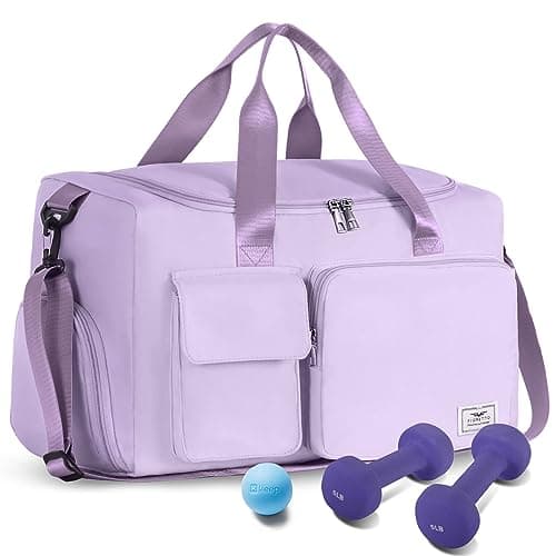 FIORETTO Women's Gym Duffle Bag with Shoes Compartment, 37L Capacity, Ideal for Travel, Gym, Sports, Duffel, Weekender, Lavender