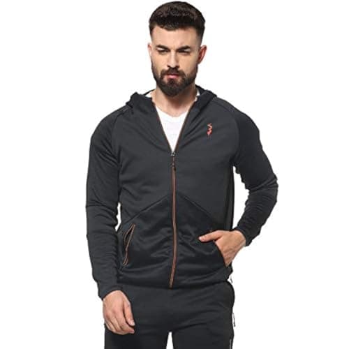 Campus Sutra Men Active Sports Wear Jacket With Hooded Collar, Dri-Fit, Long Sleeves, Track Zipper Closure, Gym, Running & Travel Upper Wear Jackets Crafted With Comfort Fit & High Functionality