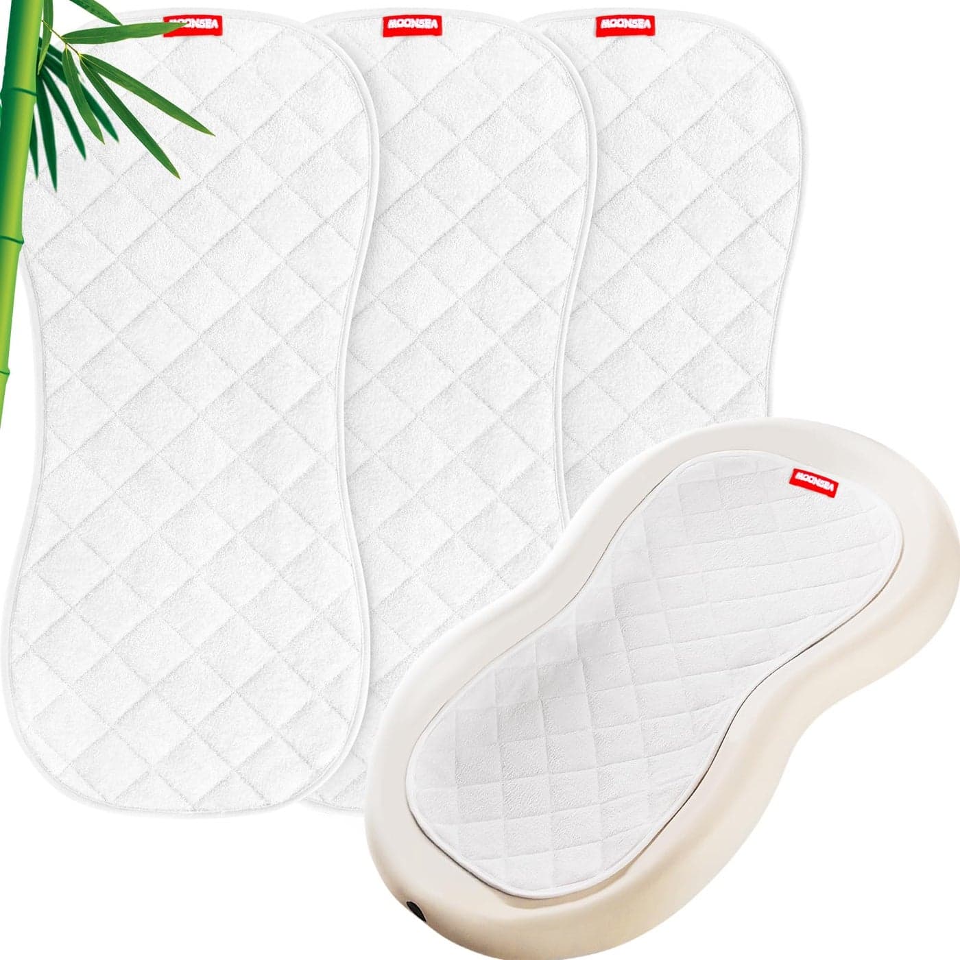 Moonsea Quilted Thicker Changing Pad Liner 3 Pack Waterproof Fit for Changing Table Liners are Warm On a Babys Back NonSlip Design Reusable Pads Machine Washable White