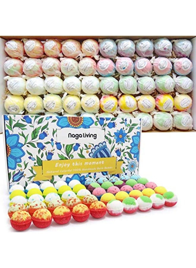 Nagaliving Bath Bombs Gift Set 50 Handmade Bulk Bath Bombs for Kids Women Men Wonderful Fizz Effect Bath Gift for Valentines Day Christmas Any Anniversaries