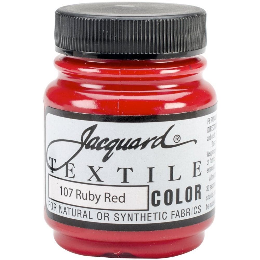 Jacquard Textile Color Ruby Red - Permanent Fabric Paint for Clothes, Furniture Upholstery, Shoes or Tote Bags – Indoor & Outdoor Fabric Paint – 2.25 Oz Jar, Upholstery Fabric Paint
