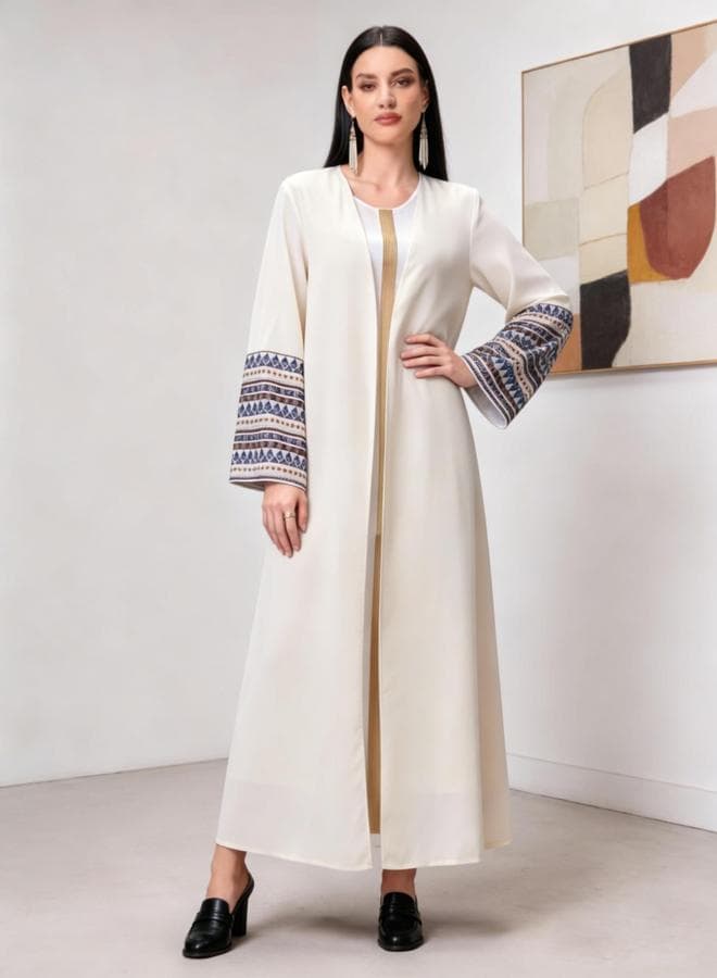 Beige Graphic Print A-Line Jalabiya