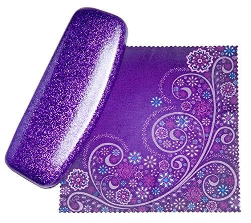 SPUNKYsoul Eye Glasses Case Adult Woman Dazzling Sparkle Smooth Glitter Hard Shell Eyeglass Large Purple