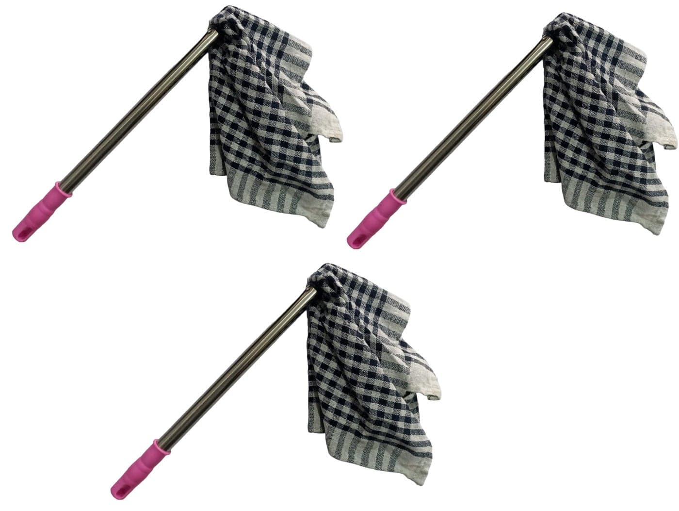 Nimbose® Magic Handy Dusting Jatakni with Removable Cotton Cloth for Cleaning Home, Jhatakni Dusting Cloth with Stainless Steel Handle (Multicolor, Pack of 3)