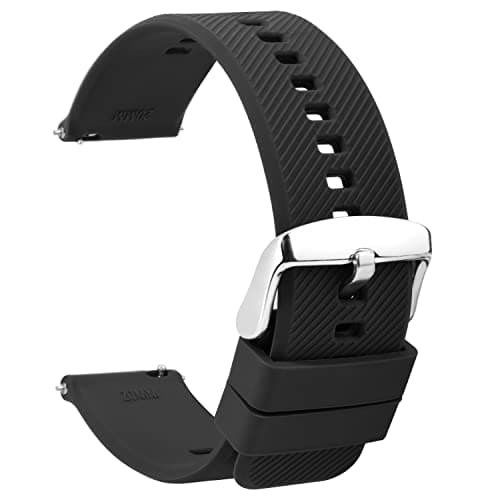 TStrap Silicone Watch Bands Rubber Black Quick Release Watch Straps Soft Waterproof Military Watch Strap for Men Women for Smart Watches Bracelet Replacement 18mm 19mm 20mm 21mm 22mm