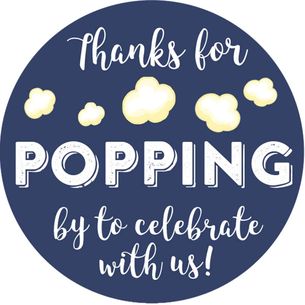 19 Inch Thanks for Popping by Wedding Stickers Set of 60 Navy