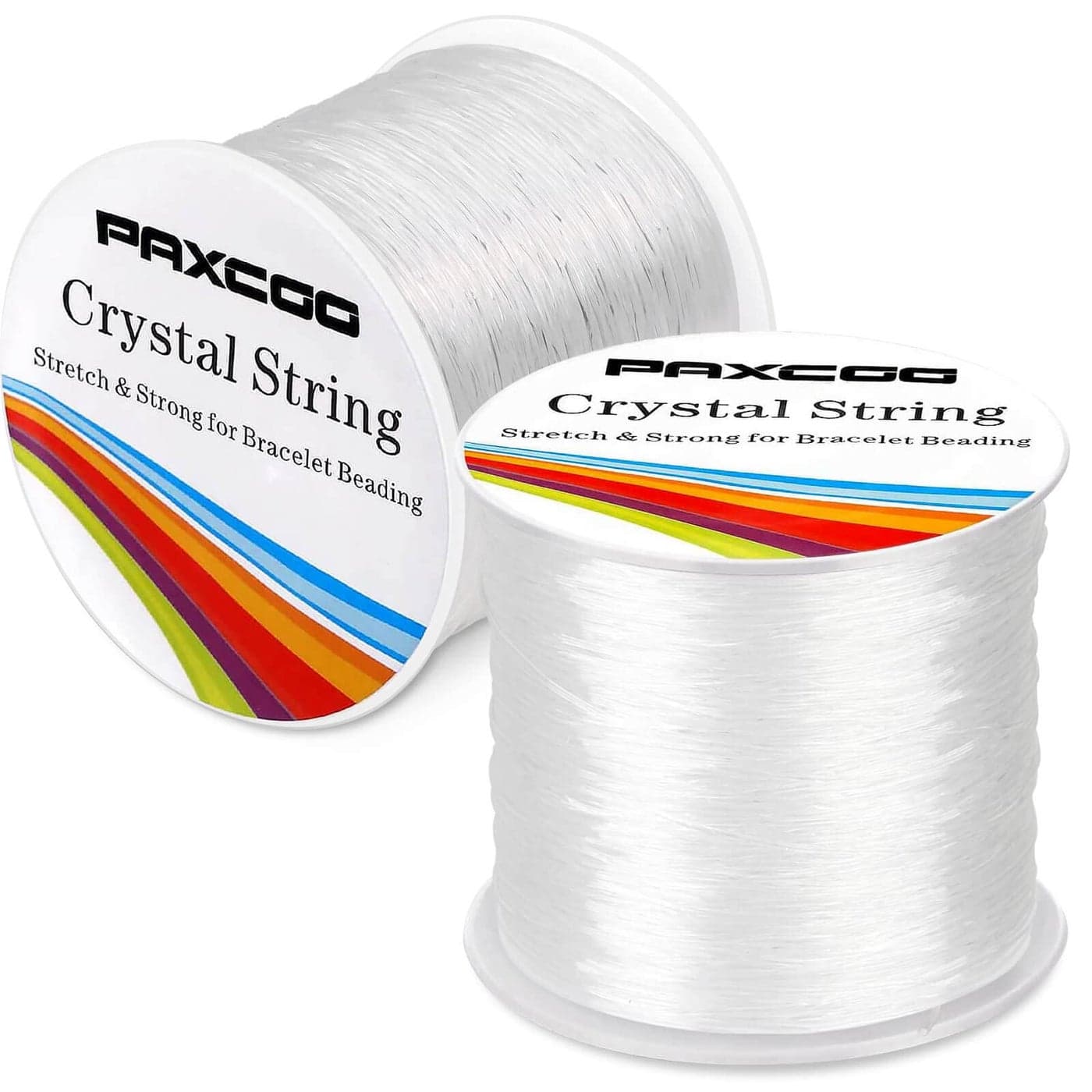 Bracelet String Paxcoo 2 Rolls Elastic Stretchy Bead String Cord for Clay Beads Kandi Pony Beads Bracelets Jewelry Making 05 MM Crystal
