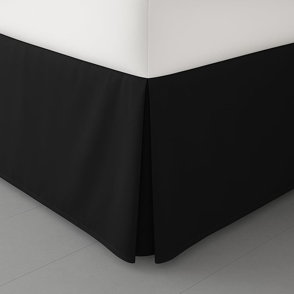 LUX Dcor King Size Bed Skirt 16 Inch Drop Brushed Microfiber Pleated Bedskirt Black
