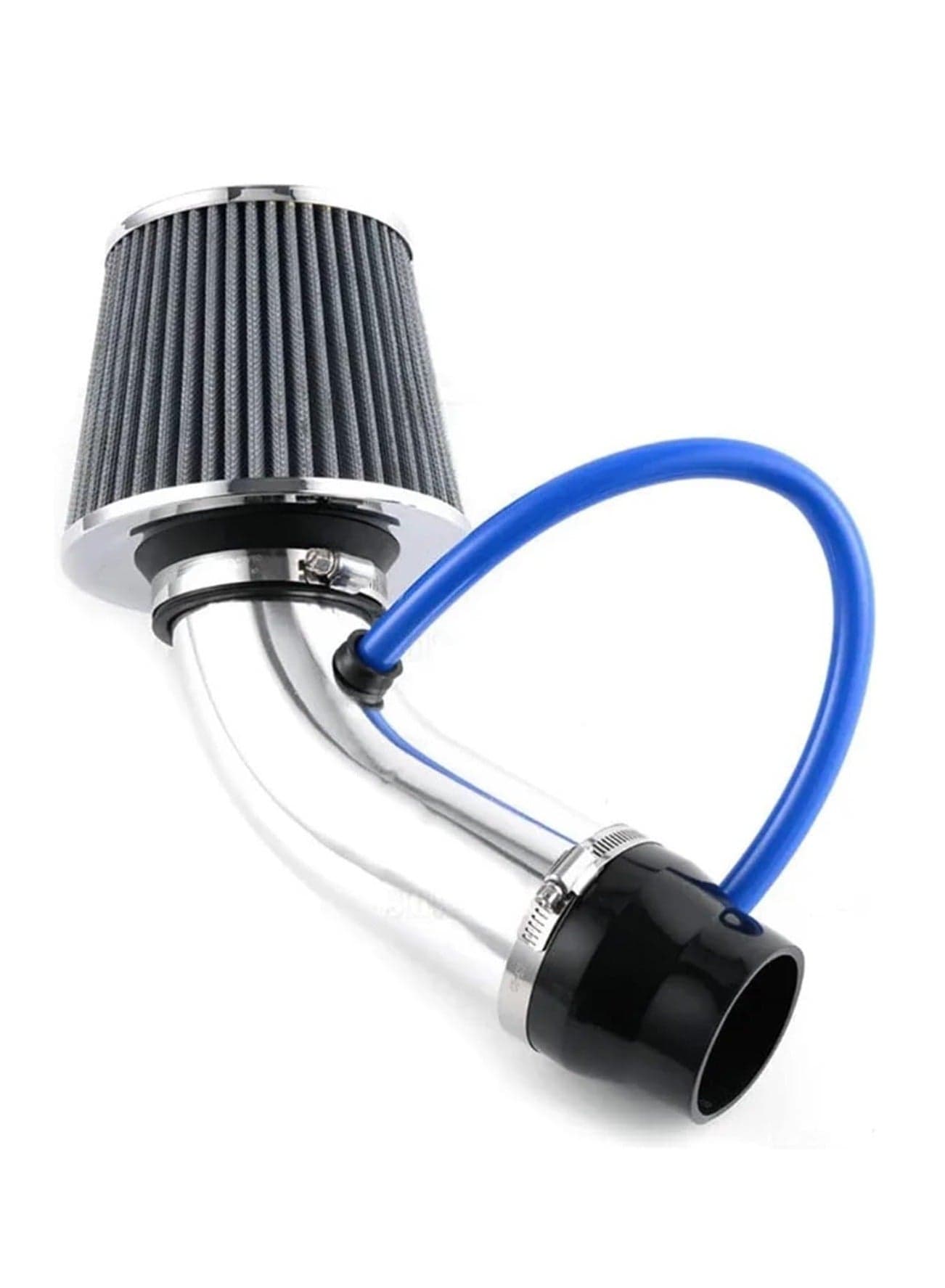 Universal 76mm Car Racing Cold Air Intake System Turbo Induction Pipe Tube Kit Aluminum with Cone Air Filter Inlet(Silver)