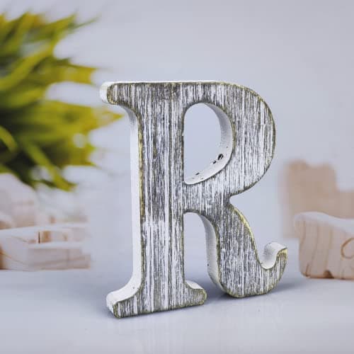 WOODOUNAI 4 Inch Wood Letters Unfinished Rustic Wood Letters for Wall Decor Decorative Standing Letters Slices Sign Board Decoration for Craft Home Party Projects R