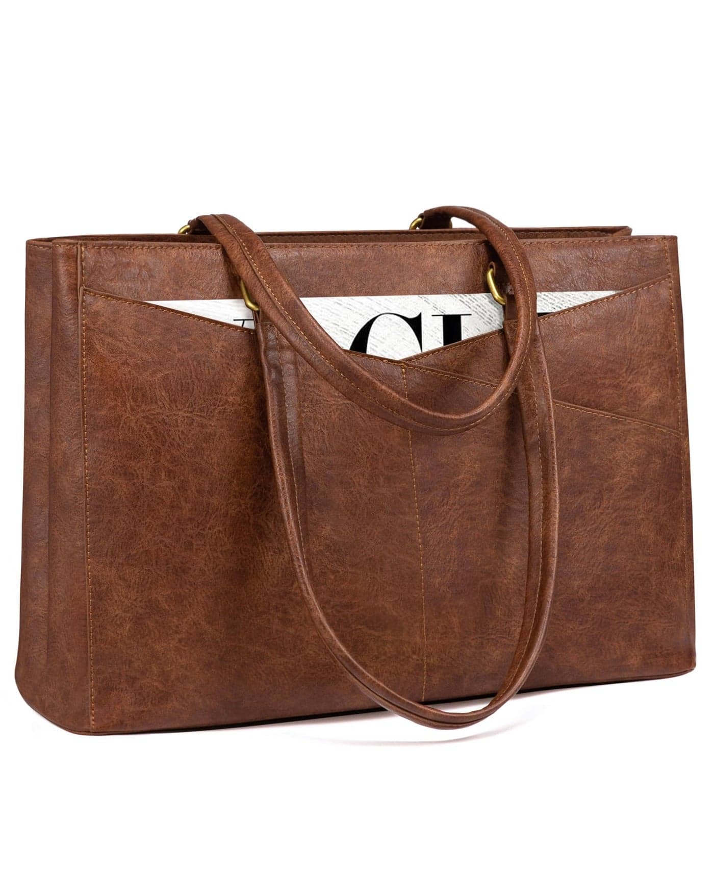 LOVEVOOK Laptop Bag for Women,17.3 Inch Laptop Tote Bag for Women,Vintage Leather Work Tote Bags Computer Teacher Bag,Waterproof Business Office Briefcase