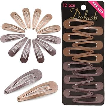 Dofash Snap hair clips metal grips 5cm2in basic hair accessories 12pcs Dark brown 6pcsLight brown 6pcs