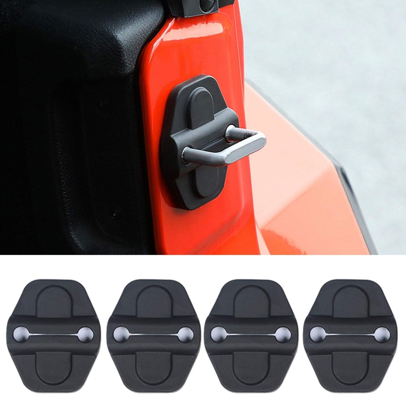 Door Lock Decoration Cover for 2018 2019 2020 2021 2022 2023 2024 Jeep Wrangler JL JLU 4XE Unlimited Sahara Sports Rubicon Gladiator JT Door Lock Cover Parts Accessories Black 2Door Pack of 4