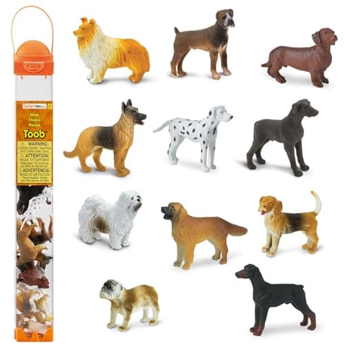 Safari Ltd. Dogs Toob - Mini Figurines: Dachshund, Dalmatian, Retriever, Sheepdog, Collie, Shepherd, Beagle, Boxer, Great Dane, Doberman, Bulldog - Educational Toys for Boys, Girls & Kids Ages 3+