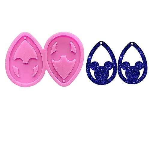 Shiny Glossy Water Drop Shape Mouse Head Silicone Molds for DIY Craft Keychain Polymer Clay Mold Epoxy Pendant Resin Crafting Making Backpack Cake Decor Fondant