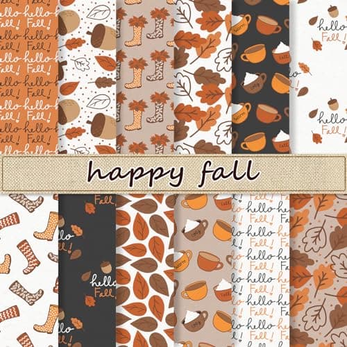 JarThenaAMCS 24 Sheets Fall Pattern Paper Maple Leaves Boots DoubleSided Scrapbook Specialty Paper for Thanksgiving Autumn DIY Crafts Card Making Photo Album Journal Decor 6 x 6 Inch