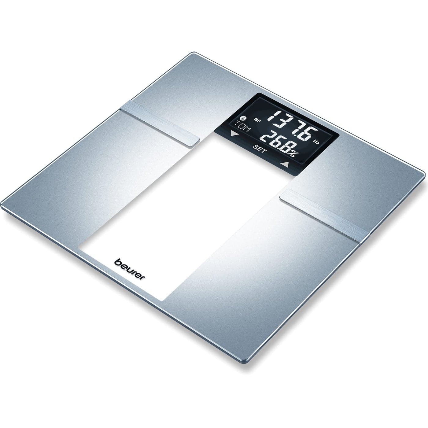 Beurer BF70 Body Fat Scale Weight Water More Smart Digital Scale for Full Body Analysis BMI Calorie Display App Sync via Bluetooth User Recognition 8 Memory Spaces Grey