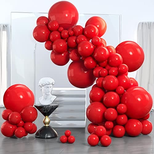 PartyWoo Red Balloons 140pcs Different Sizes of 18 12 10 5 Inch Matte Red Latex Balloon Arch Kit Garland for Birthday Graduation Bachelorette Cherry Casino Movie Theme Party Decorations Red-Y57