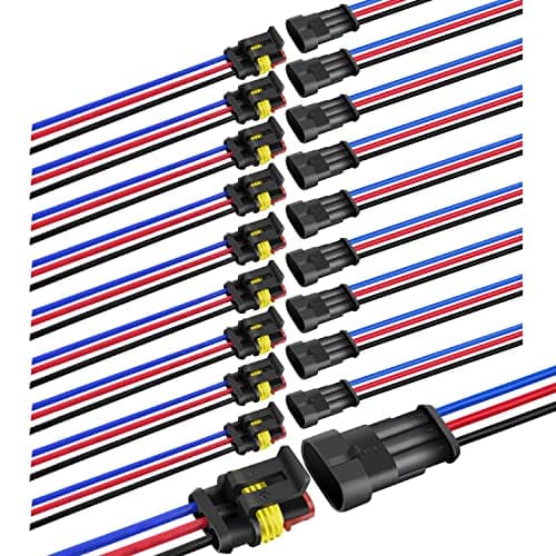 Nilight 3Pin Electrical Wire Connectors Male and Female Plug Socket Quick Disconnect Waterproof Plug and Play Wire Terminals for Automotive Cars Trucks Motorcycles Marine Boats