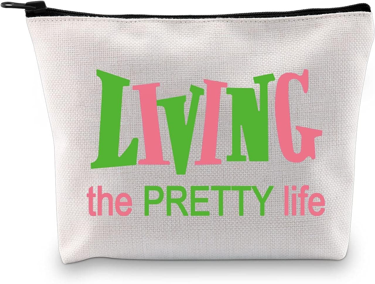 Sorority Bags Pink and Green Sorority Graduation Gift Living the PRETTY life Makeup Bags Gift for Women Girls (Living the PRETTY life)